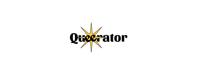 Queerator Poster, the text 'Queerator' with a yellow star in the middle